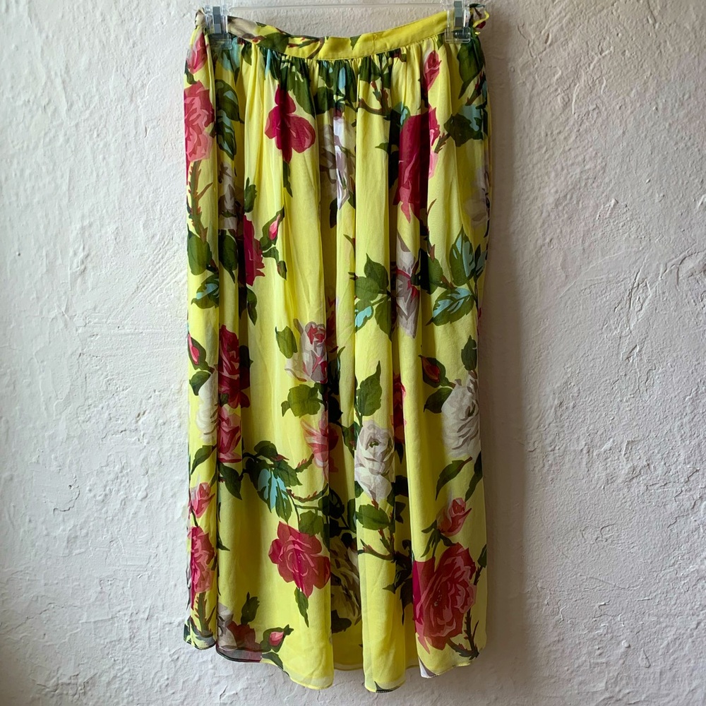 Vintage Adrienne Vittadini Floral Silk Skirt